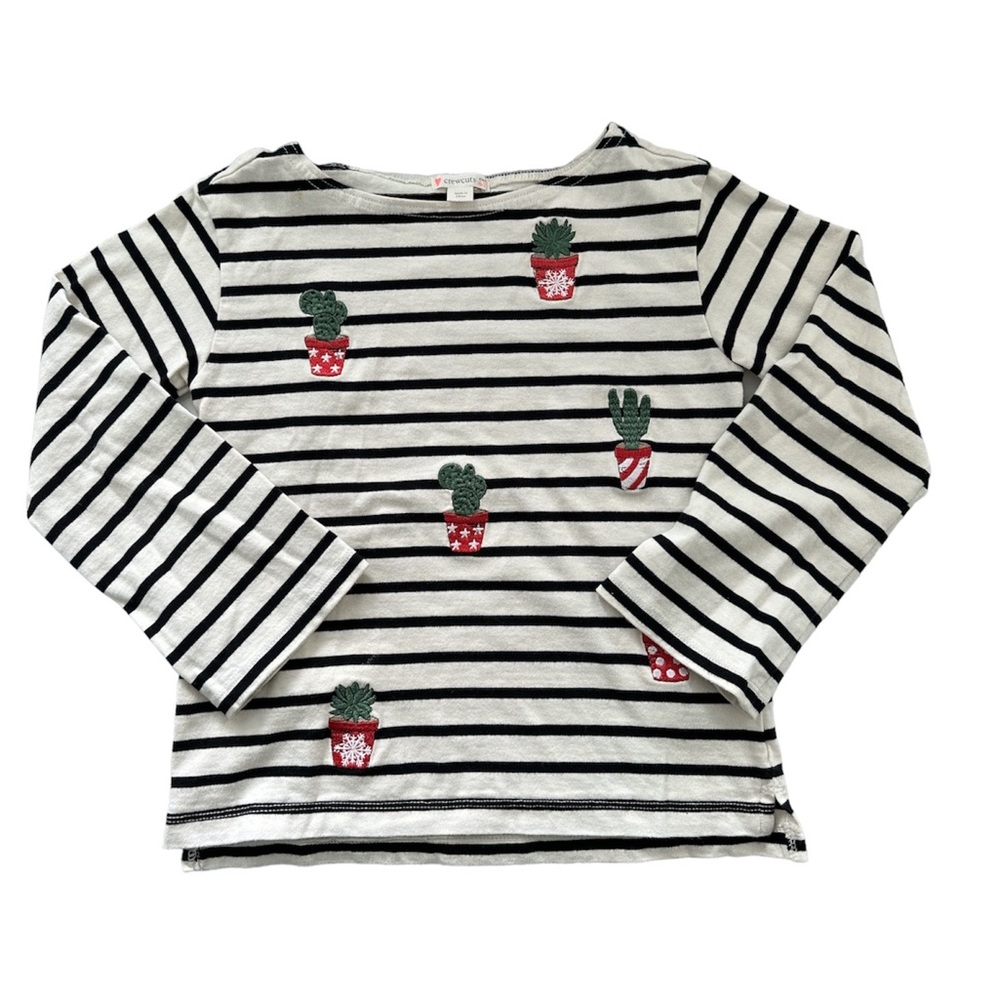 Crewcuts stripes cactus embroidered long sleeve shirt size 6-7 Sailor top